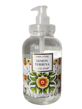 Casa Di Fiori Lemon Verbena Liquid Hand Soap Wash 19.5 fl oz Glass Bottle